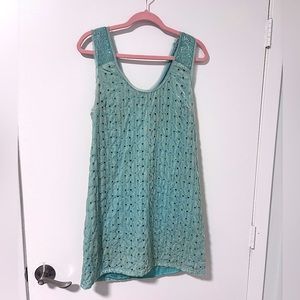 Free People Light green velvet and beaded back dress